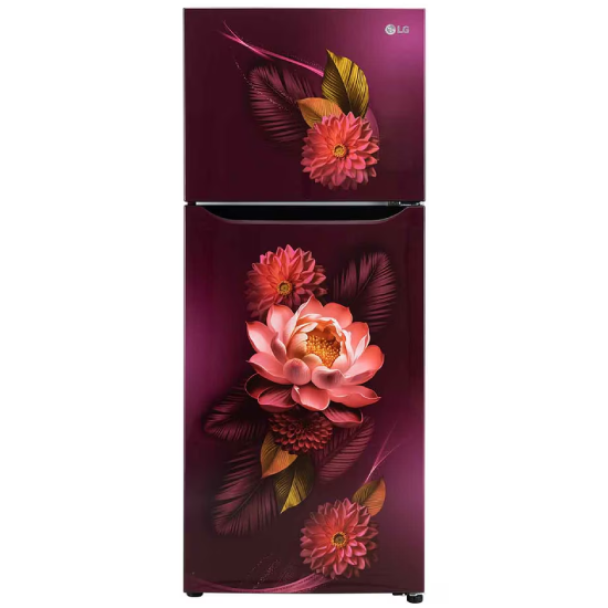 LG 240L Double Door Refrigerator with Smart Inverter Compressor,Multi-Air Flow, Red Water Lily, 2 Star
